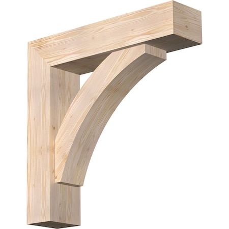 Ekena Millwork Thorton Block Smooth Bracket w/ Offset Brace, Douglas Fir, 7 1/2"W x 32"D x 32"H BKT0806X32X32THR05SDF
